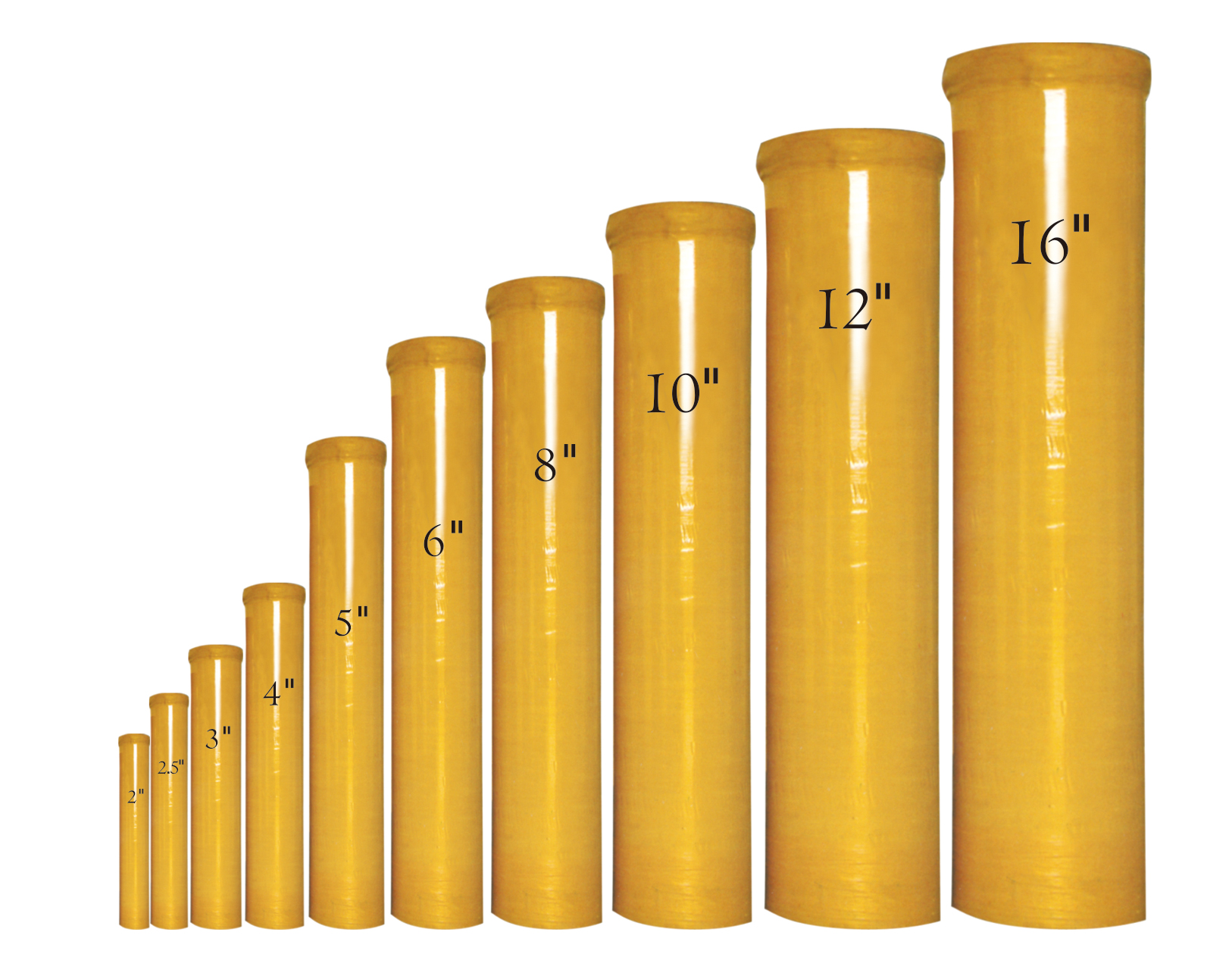 Steel and fiberglass mortar tubes from 2 inch to 16 inch