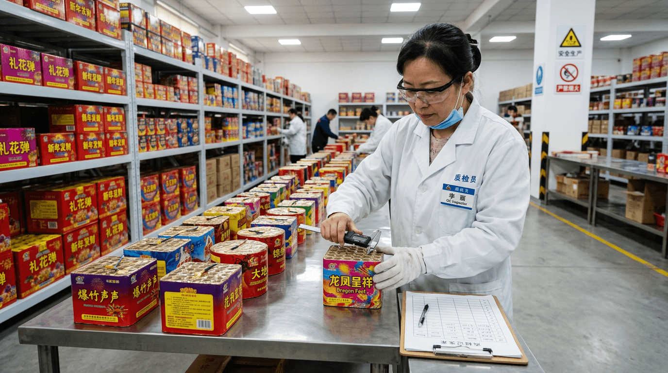 Quality control inspection at a Liuyang fireworks factory
