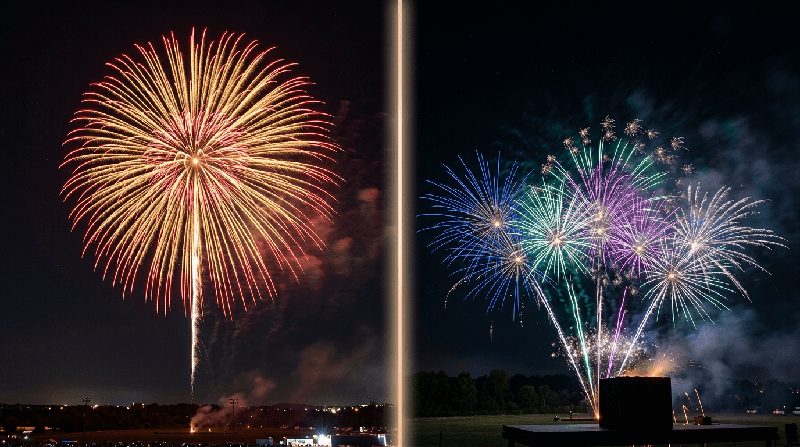Cake vs shell fireworks comparison
